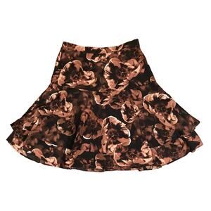 Reiss Anais Floral Rose Print Skirt Black Pink